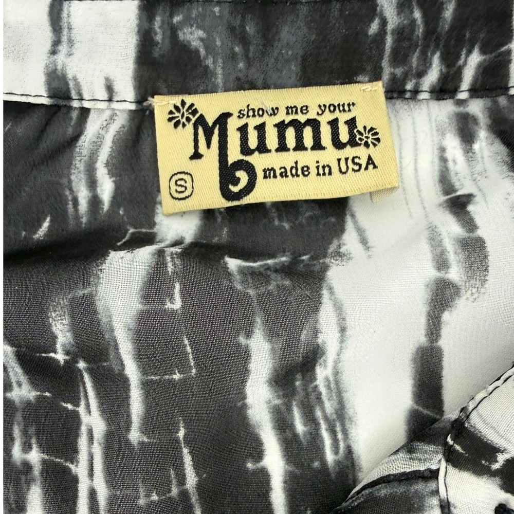 Show Me Your Mumu Womens Small Black White Tie Dye Button Down Shirt Made in USA - Picture 2 of 5